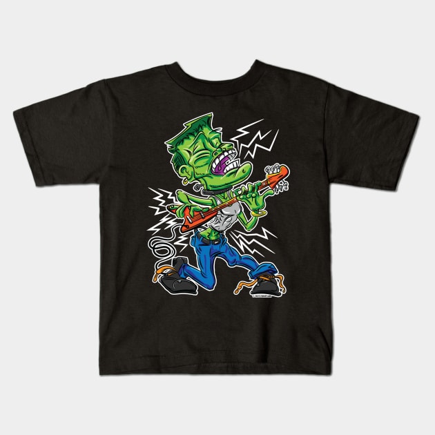 Frankenstein's Monster on Electric Guitar Kids T-Shirt by eShirtLabs